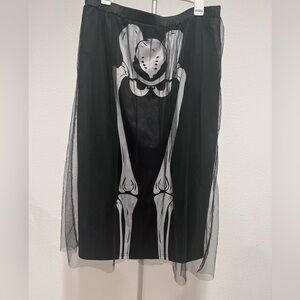 SHEIN Skeleton Pencil Skirt With Tulle Over Lay New. Halloween